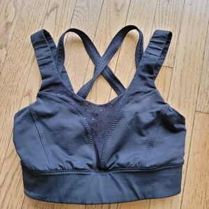 Lululemon Oxygen Mesh Polka Dotted Black Strappy Sports Bra High Support